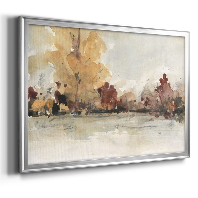 «The Autumn View», toile tendue avec châssis en I, H 26 po x l 38 po x P 1,5 po, Argent