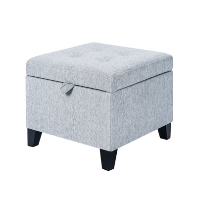 Banc rembourré avec rangement 17,7 po en lin avec rangement caché pour le salon