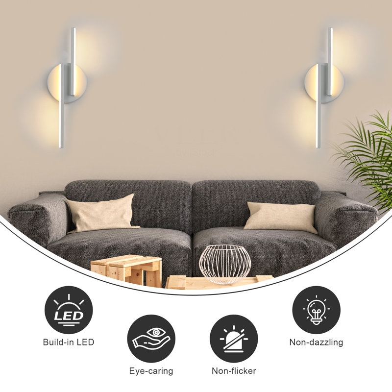 Azayleah Aluminium Indoor LED Wall Sconce, White, 3000K