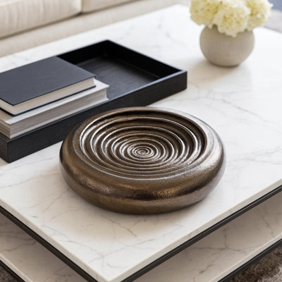 Sculpture ronde en aluminium antique en cuivre
