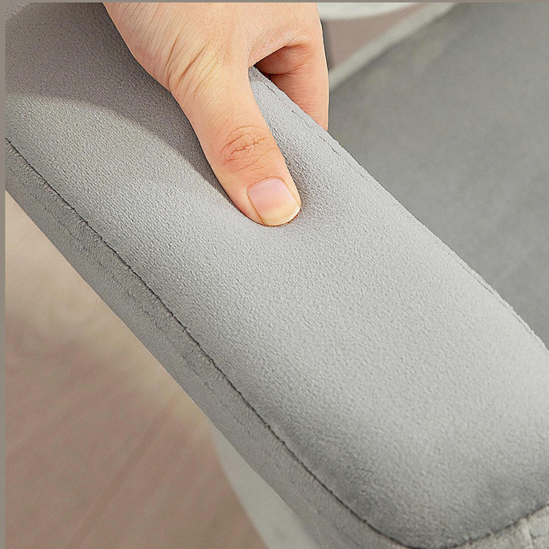 Office Chair, Computer Desk Chair with Button Tufted Velvet-Feel Fabric, Swivel Vanity Chair, Gray
