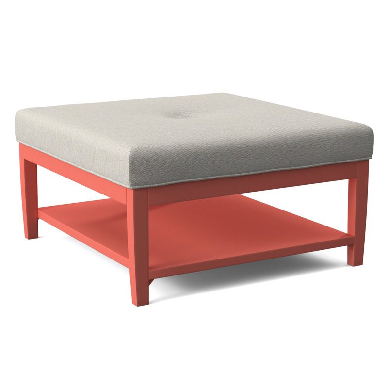Hammond Square Ottoman, Frost White Finish, White Performance Fabric; 0851-94