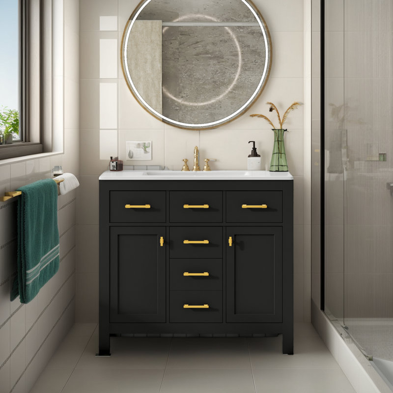 Ensemble de meuble-lavabo simple 36 po avec lavabo et tiroirs 36 po, Blanc