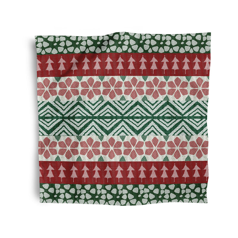 Chaithra Polyester Geometric Square Napkin, Red
