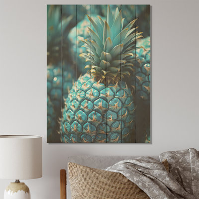Ananas bleus - Photo I - ananas sur bois