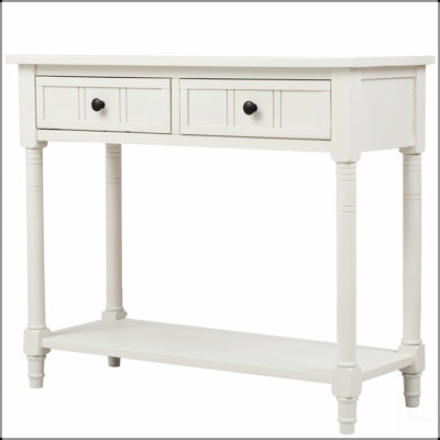 Console Daisy Series avec deux tiroirs et une tablette inférieure (blanc ivoire)