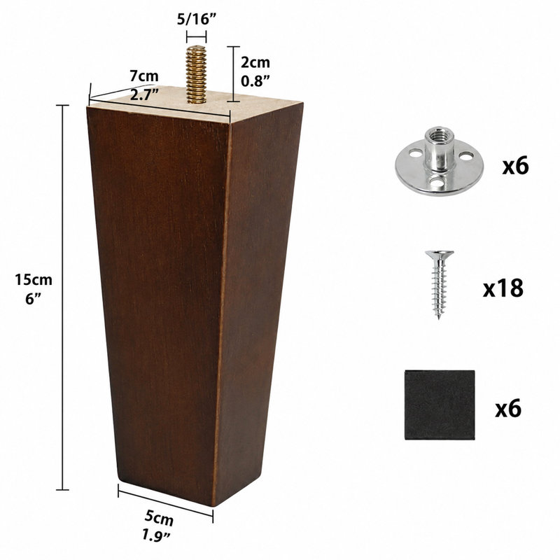 Ensemble de 4 pieds de meuble en bois de 6 pouces