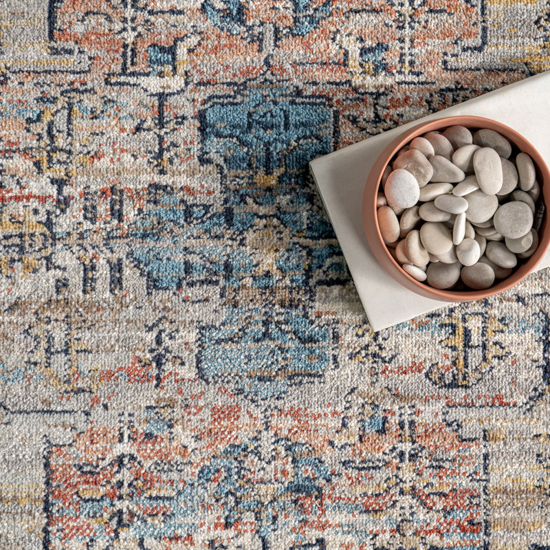 Tapis à motif de médaillon traditionnel Citrana, Rond 5 pi