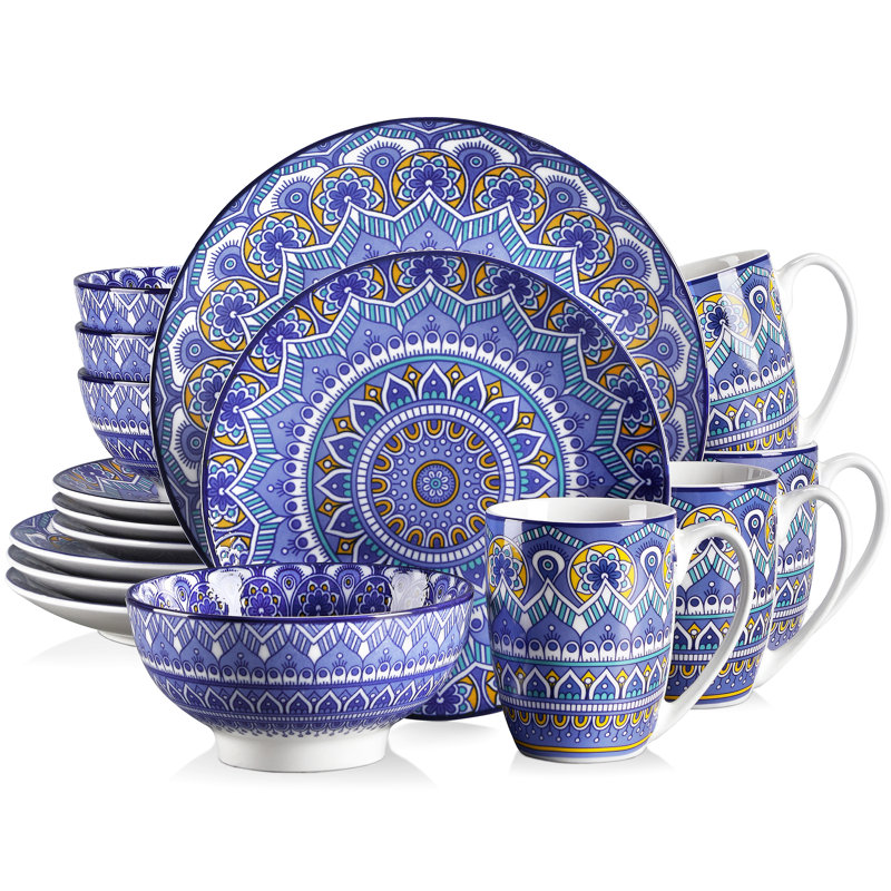16 Piece Dinnerware Set, Service for 4, Sapphire