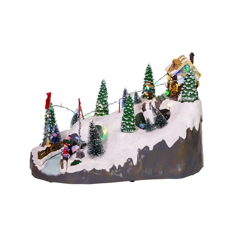 Kurt Adler Motion LED Christmas Skiing Village