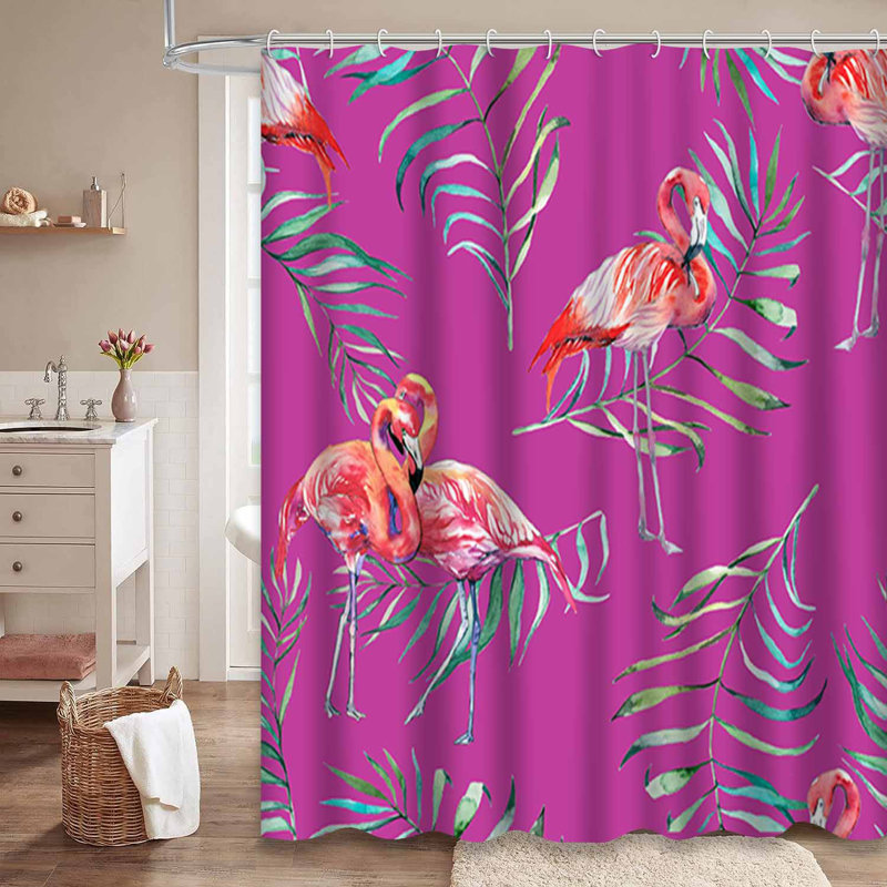 Rideau de douche en tissu exotique avec 12 crochets, L 72 po x l 84 po
