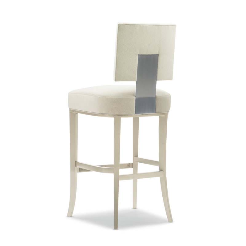 Reserved Seating Upholstered Stool, Bar Stool (29" Seat Height), Beige