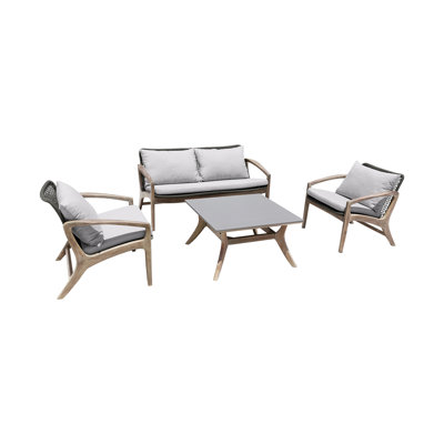 Daughtry Eucalyptus 4 - Person Patio Conversation Set with Cushions