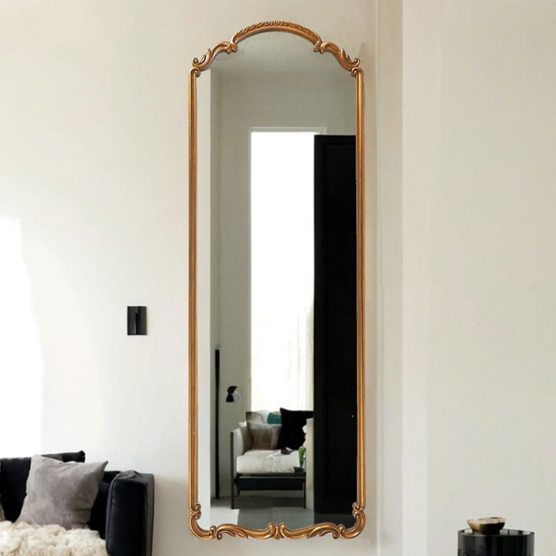 French-Style Retro Arched Full-Length Mirror That Can Be Hung Or Placed On The Wall, 66.93" x 23.62"