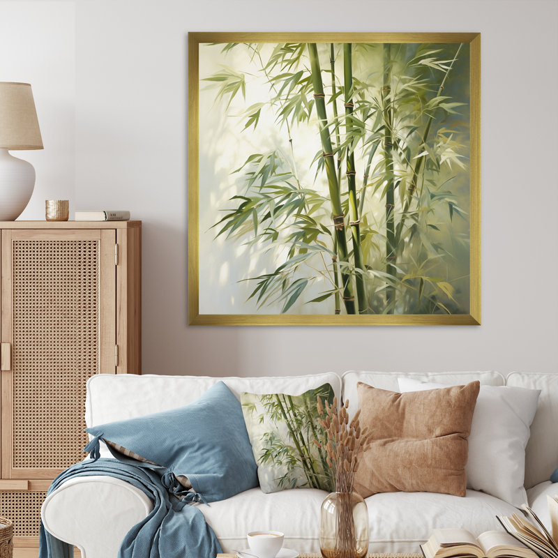 Bamboo Romantic Impression II - impression, H 16 po x l 16 po x P 1 po, Cadre doré simple