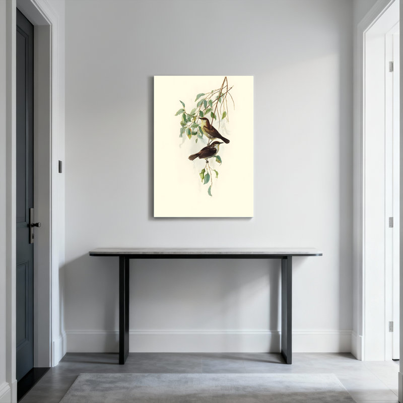 Ensemble de 1 tableau sur toile tendue représentant des oiseaux sur une branche, H 30 po x l 20 po