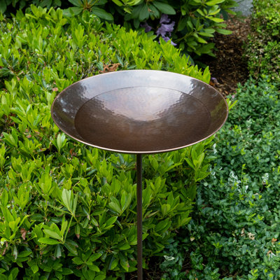Burnt Copper Birdbath with Stake