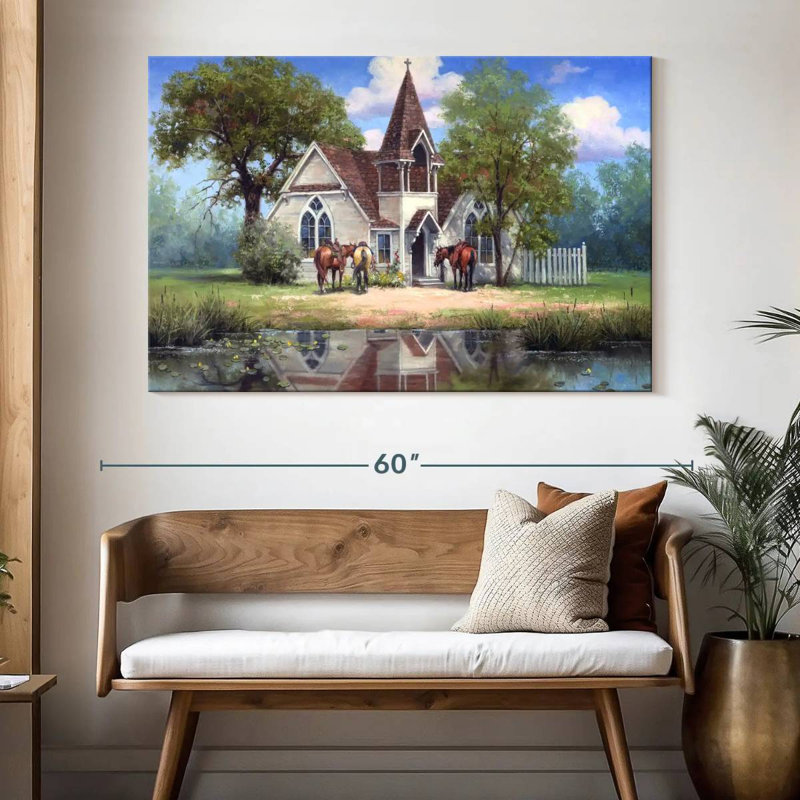 Adella, reflet d'une église de campagne, H 34 po x l 51 po