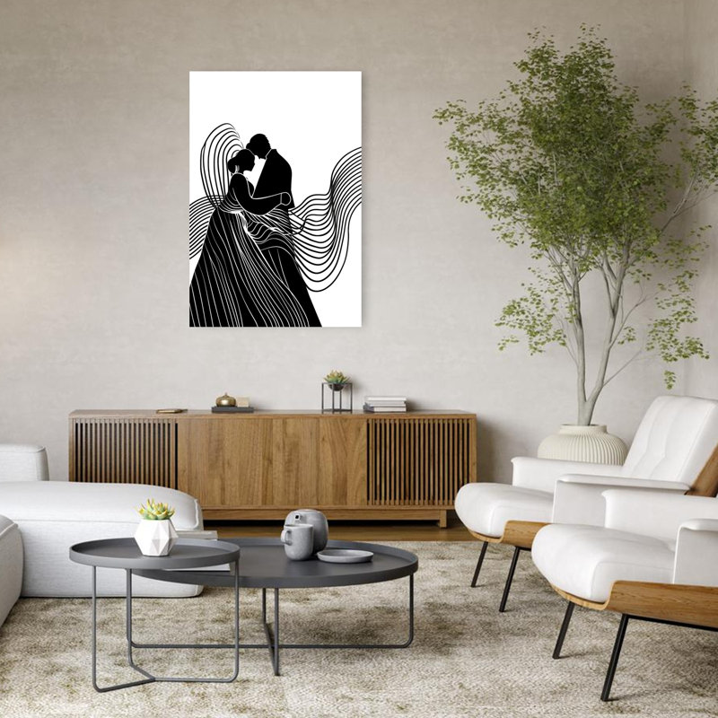 «Elegant Couple Dancing Abstract Elegant Minimalist», reproduction d'art murale, 48" H x 32" W