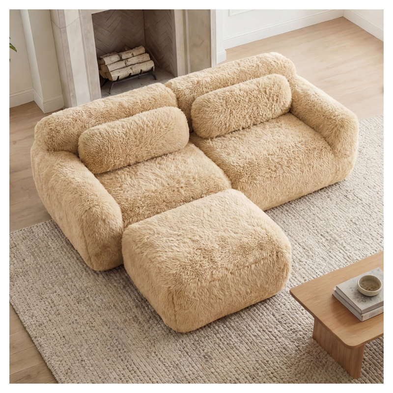 Canapé modulaire en L moelleux et moelleux en forme de L avec méridienne, sans assemblage requis