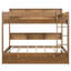 Lit superposé simple au-dessus de simple avec lit gigogne escamotable - Lit en bois peu encombrant avec tablettes intégrées, bois antique-73710515-73710517