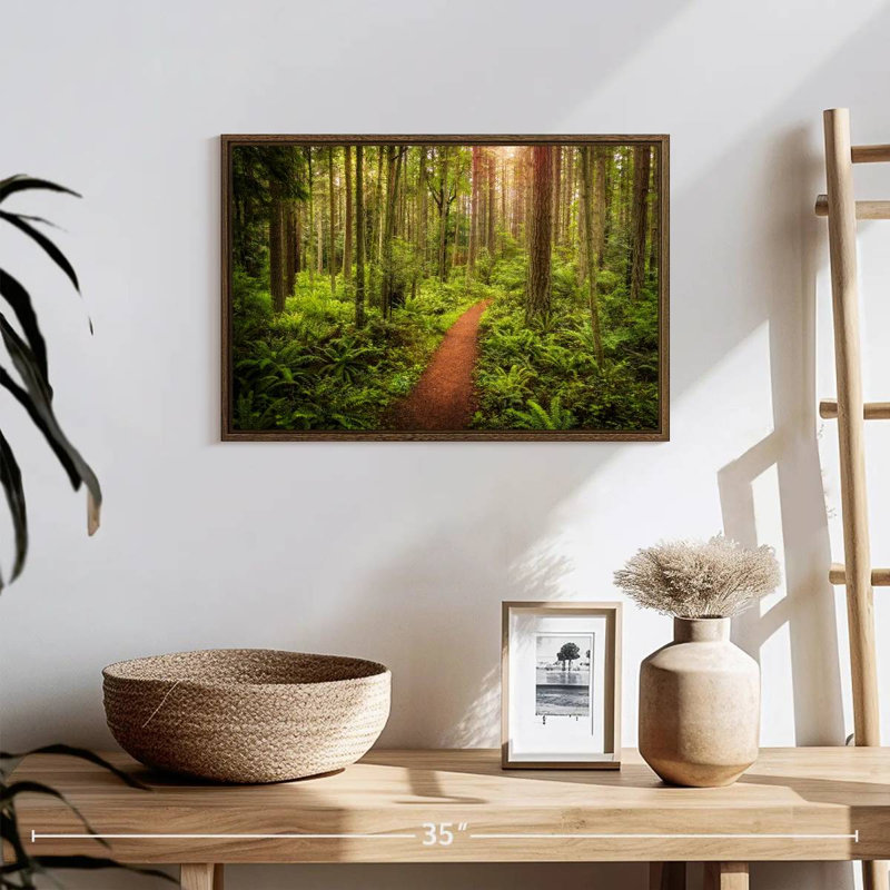 Washington Rainforest, 19 po x 13 po, Cadre flottant en noyer