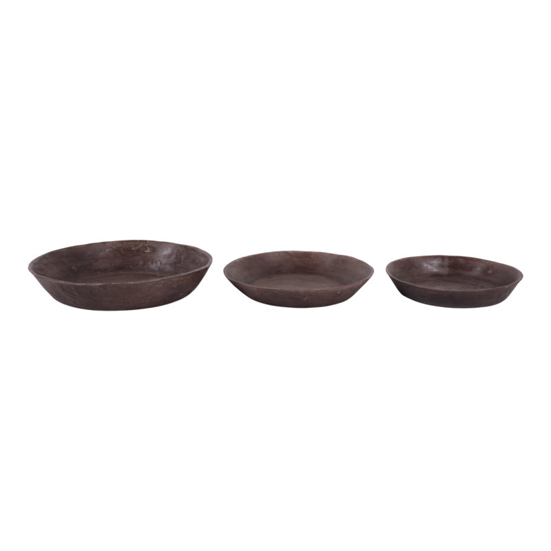 Bols décoratifs ronds classiques pour la décoration intérieure - Bols modernes parfaits pour la salle à manger, la mise en valeur d'une étagère ou l'accessoire de cuisine - Lot de 3, 17 po, 15 po et 12 po, brun