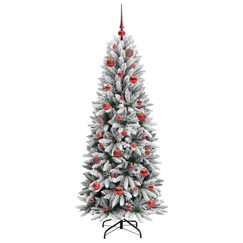 Artificial Christmas Tree with 150 LEDs White, 4.92' H, Red