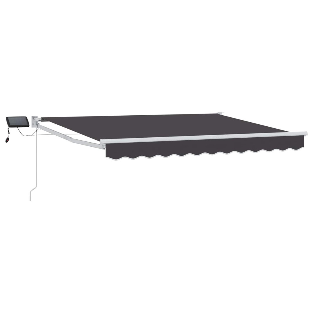 Vidaxl Manual Retractable Awning With Leds Polyester With PU Coating Sun Block