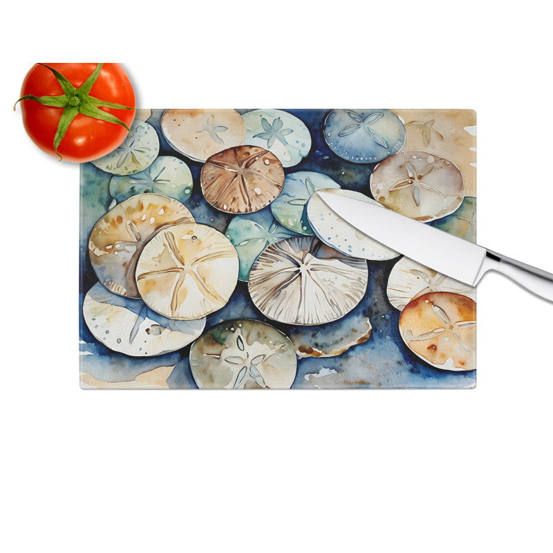 Sand Dollars Glass Cutting Board Large