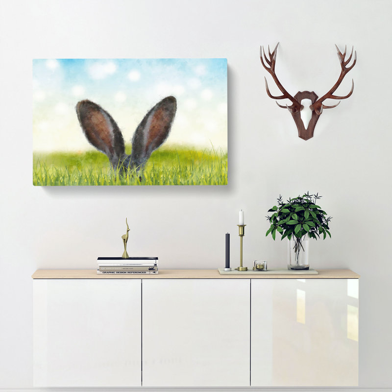 Ears Of A Hare In The Grass - Wrapped Canvas Painting, 35cm H x 50cm W x 3cm D