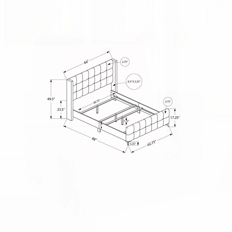 Lit plateforme tapissier en velours