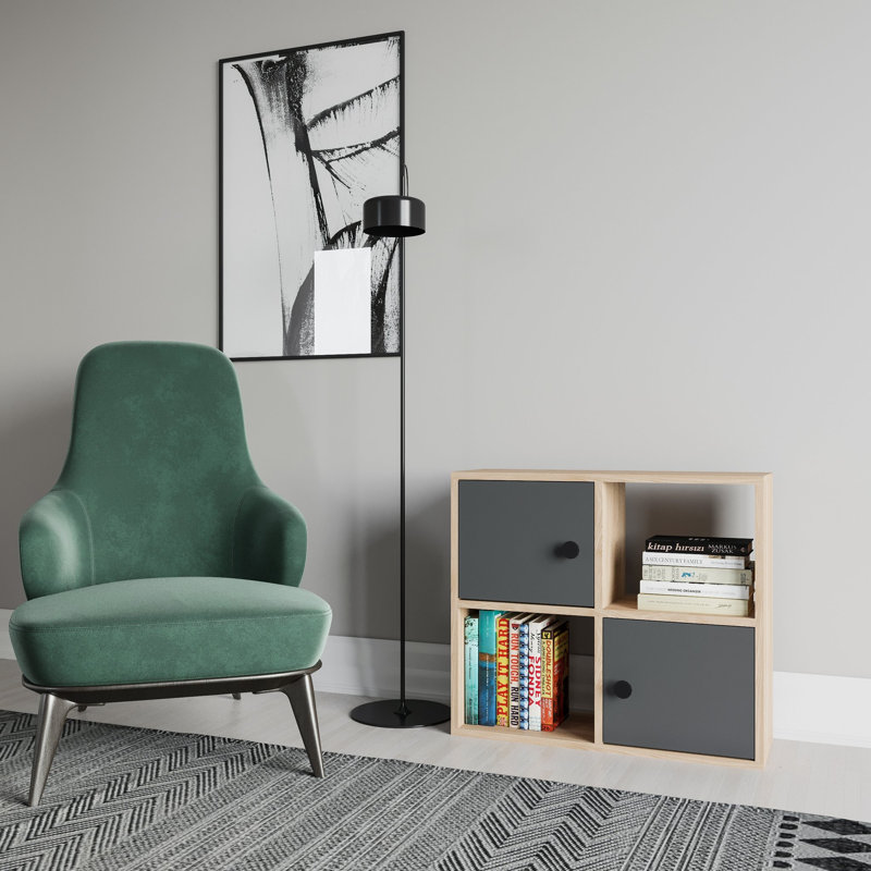 Tuttle 62.6cm H 72cm W Bookcase, Oak/Anthracite
