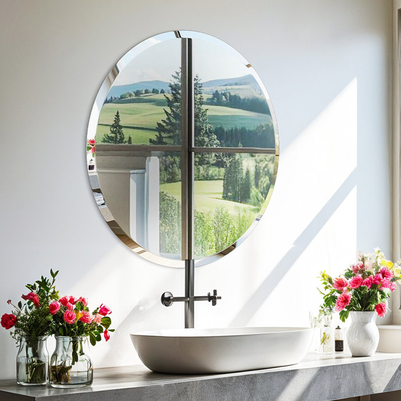 Rithi Round Flat Wall Mirror, 90 cm H x 90 cm W