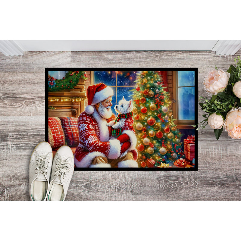 Paillasson Westie and Santa Claus, L 24 po x L 36 po