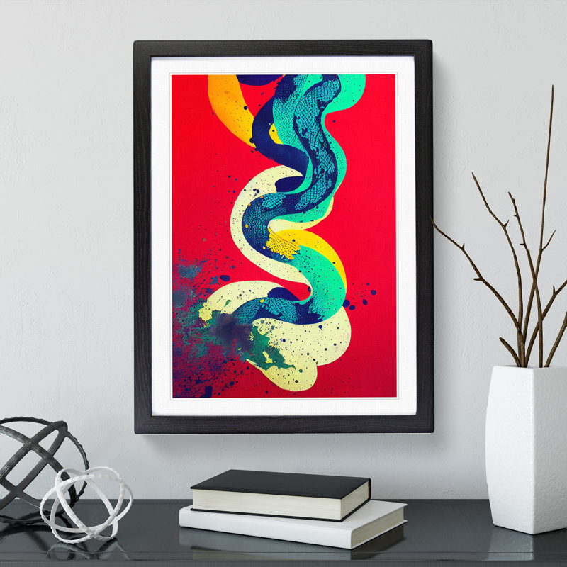 Snake Splash - Single Picture Frame Print, 64cm H x 46cm W x 2cm D, Black