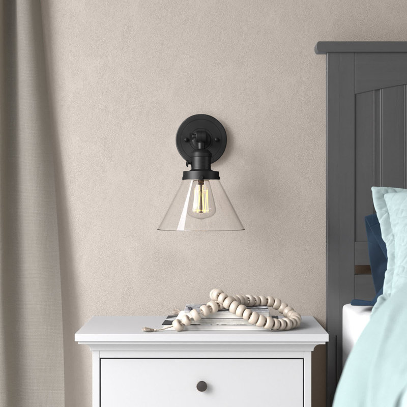 Applique murale 1 lumière Cone, Clair, Noir mat, Ampoule non incluse