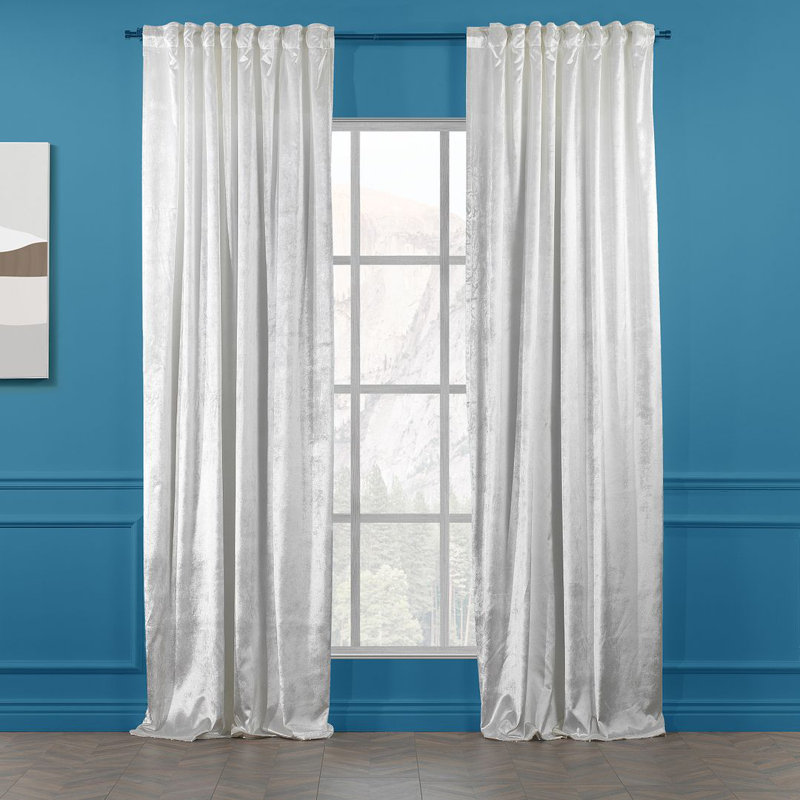 Extra Long & Extra Wide Shiny Velvet Curtain Panel (customized), 140cm Width x 175cm Drop, White