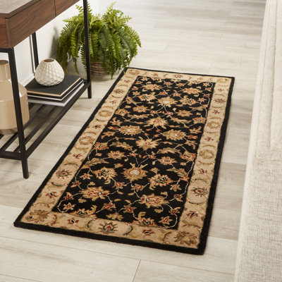 Tapis floral noir / beige fait à la main Jaipur Living Mythos (4 pi x 6 pi)