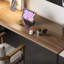 Bureau rectangulaire brun et noir en bois massif-33385712