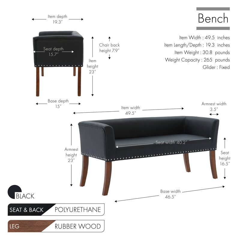 Faux Leather Upholstered Bench