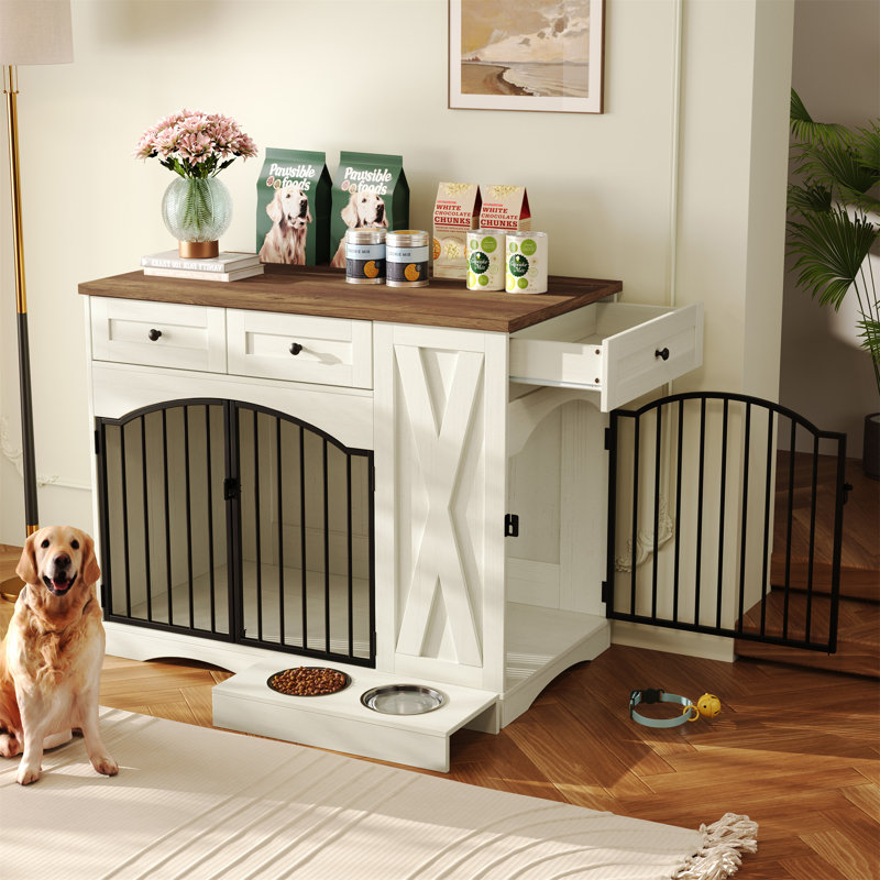 Meuble pour chien 43,3 "Farmhouse, Brun / Beige