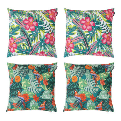 Indoor / Outdoor Floral Multi Square Throw Cushion With Filling