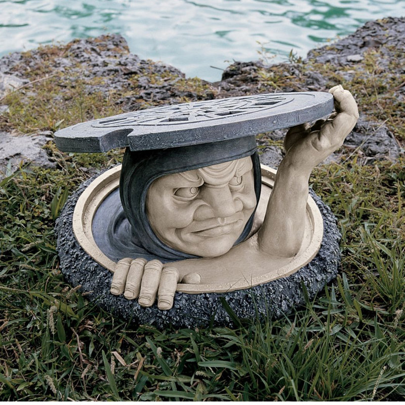 The Dweller Below Garden Statue, 26.5cm H x 44.5cm W x 44.5cm D