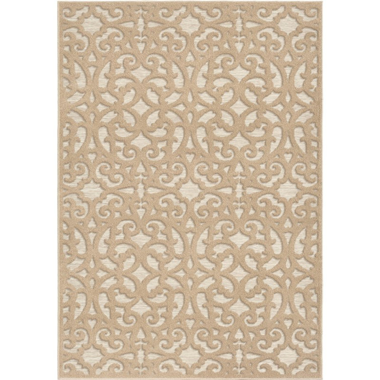 Charlton Home Farr Damask Driftwood High Low Indoor Outdoor Area Rug ...
