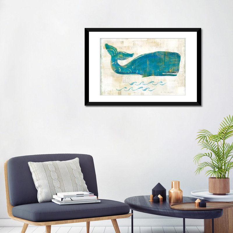 «On the Waves I» par Sue Schlabach, impression sur toile tendue, Blanc, Papier beaux-arts encadré noir