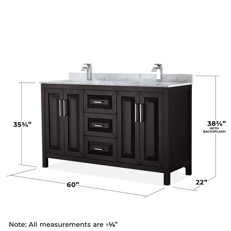 Daria 60'' W Double Vanity, Dark Espresso, Polished Chrome