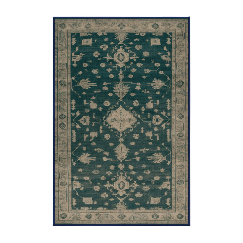Machine Washable Overdyed Blue Area Rug, Rectangle 2' x 3'