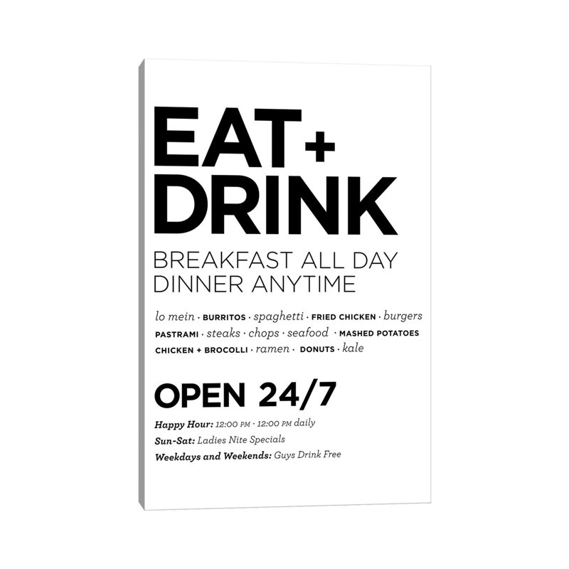 Eat + Drink by The Maisey Design Shop - Gallery-Wrapped Canvas Giclée on Canvas, Canvas, 20.32 cm H x 30.48 cm W