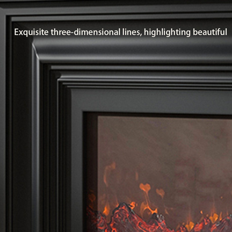 Élégante cheminée à conception tridimensionnelle, H 40,15 po x l 47,24 po x P 12,99 po, Noir, noir, noir, noir